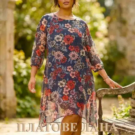 Евтини платове на дребно и шивашки материали - ЛАНА ММ 25 shifon-cvetya