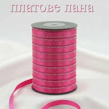 Евтини платове на дребно и шивашки материали - ЛАНА ММ 32 lenta-saten-s-kamani-rozovo