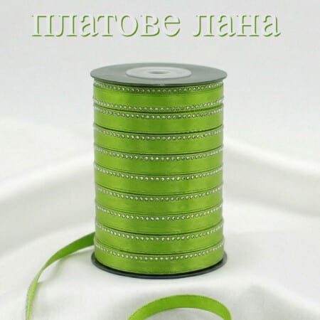 lenta-saten-s-kamani-zeleno